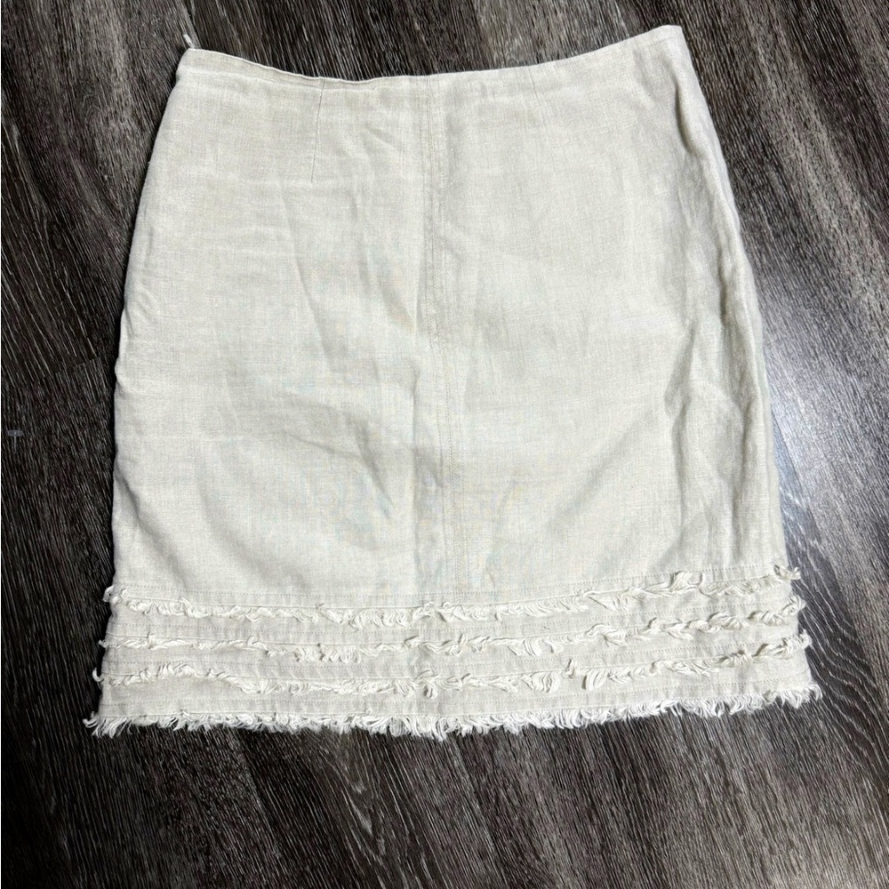 Tommy Bahama 100% Linen Skirt Frayed Hem Fully Lined Casual Resort‎